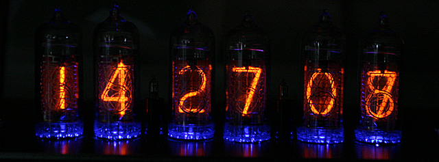 6 tube in14 clock with blue LED glow