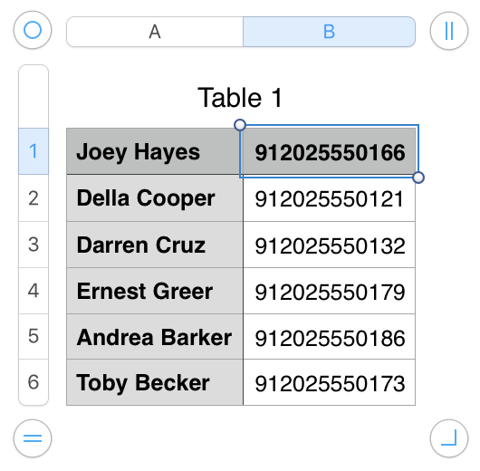 CSV in Numbers