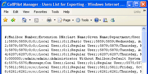 Users List for Exporting