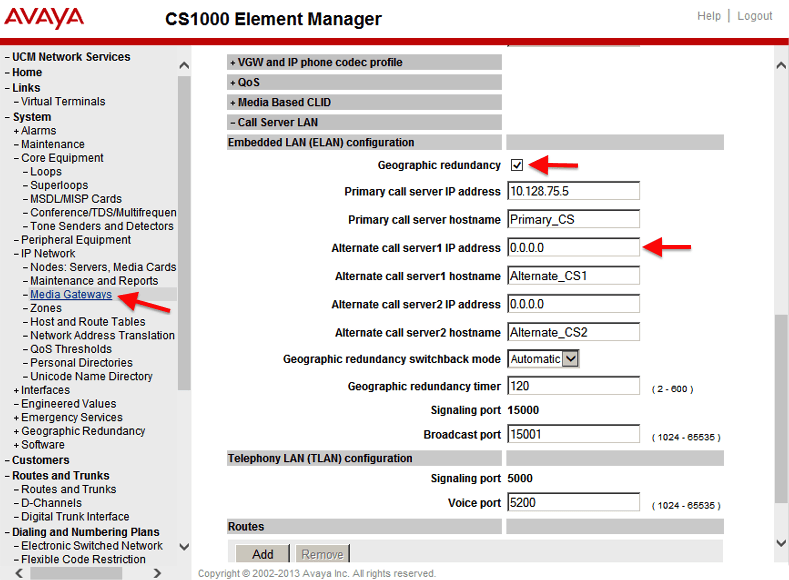 MGC Settings for Geographical Redunant Systems