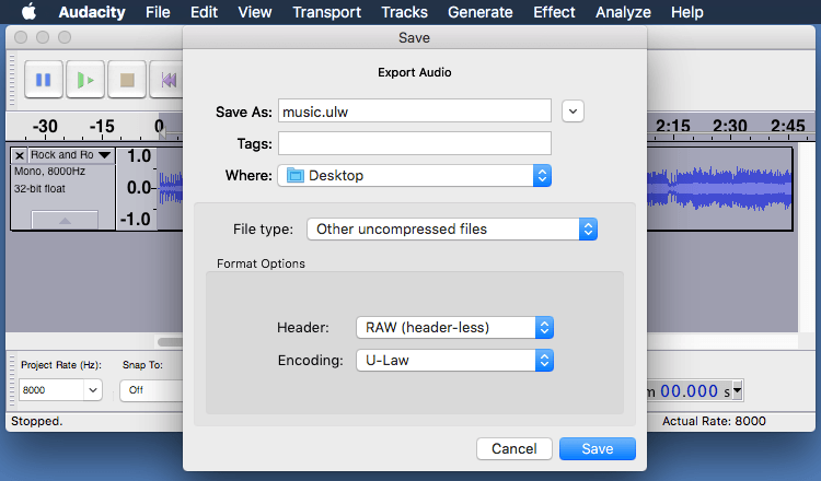 Audacity: Export Audio Settings