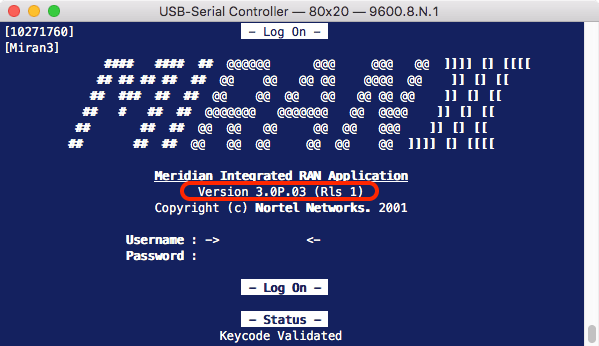 MIRAN Logon screen showing application version