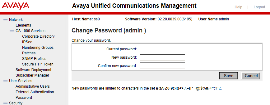 Enter old and new passwords, and Save